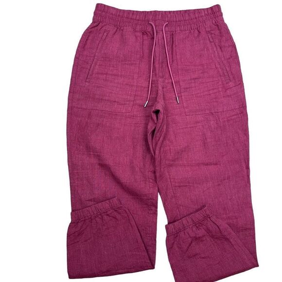 Athleta Retreat Linen Pant size 6 Coffeeberry Pink Jogger Pockets - Picture 2 of 7